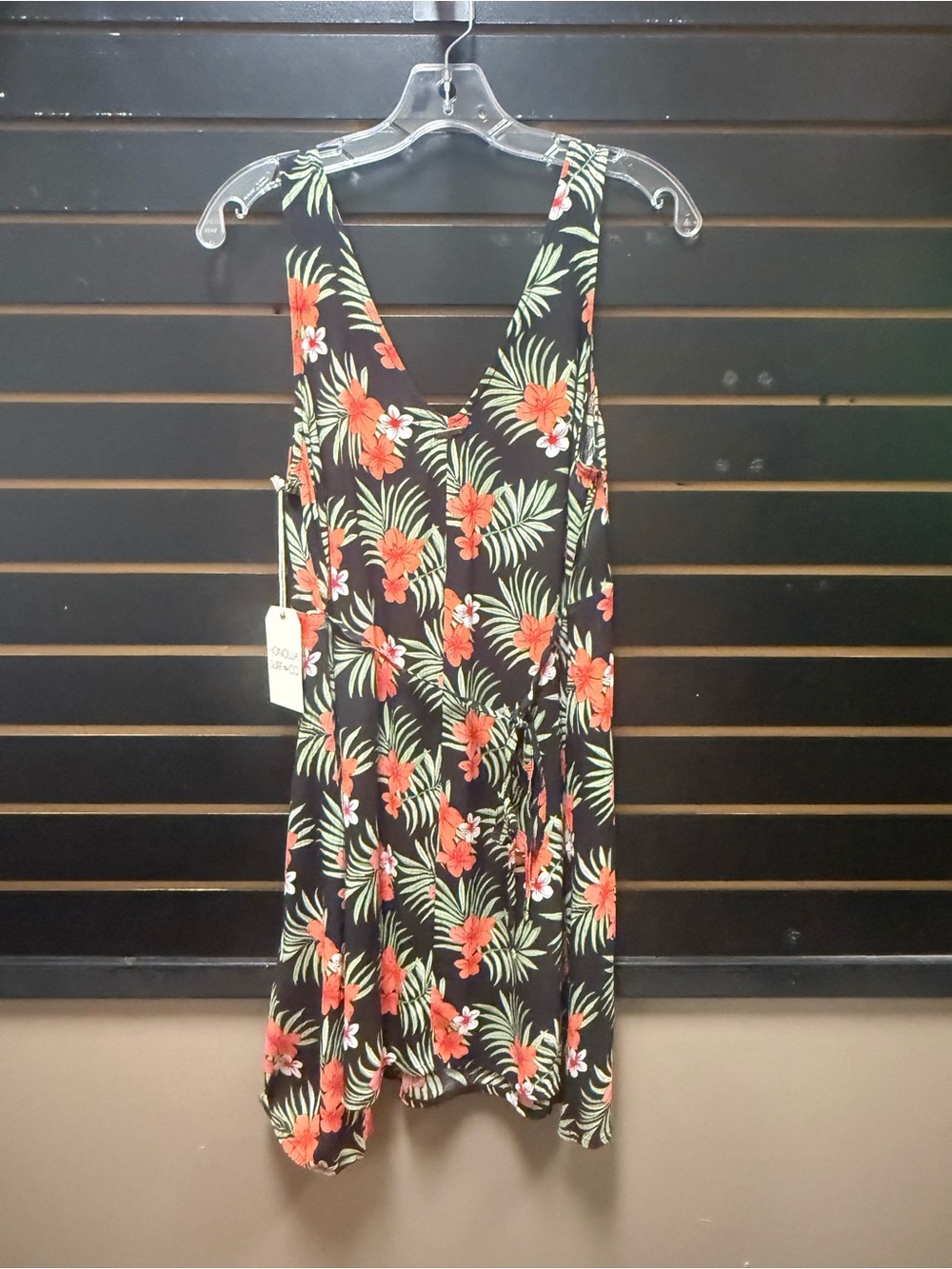 NWT Honolua Surf Co Hawaiian Floral Mini Dress Black Medium - Picture 5 of 5